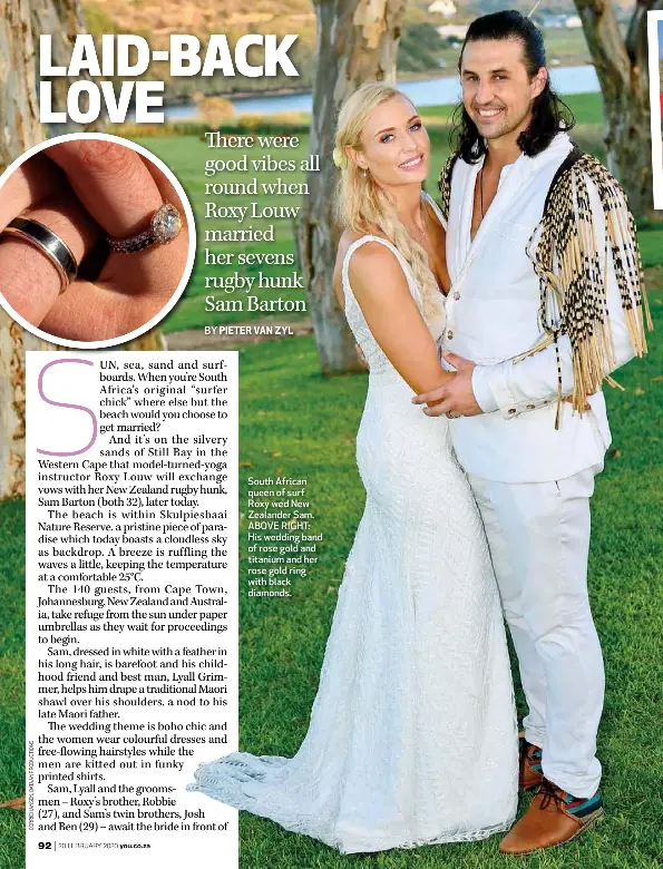 YOU magazine’s Laid-Back Love feature showing Sam Barton and Roxy Louw on their wedding day.
