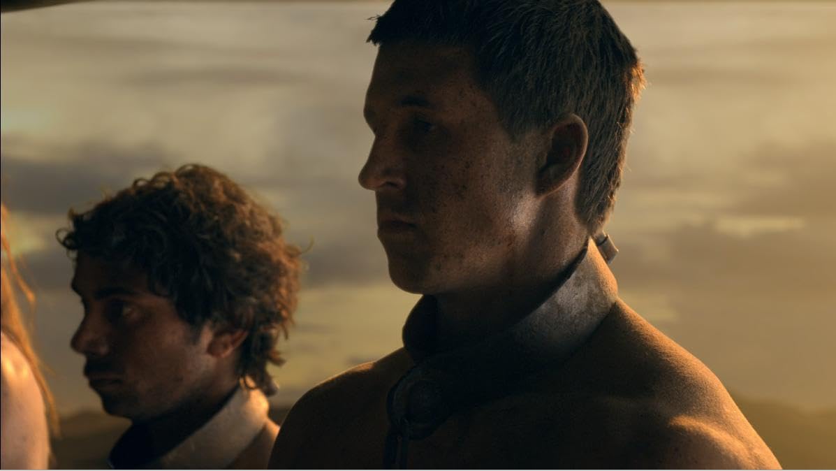 Close-up of Sam Barton as Captured Warrior in Spartacus: Gods of the Arena (2011).